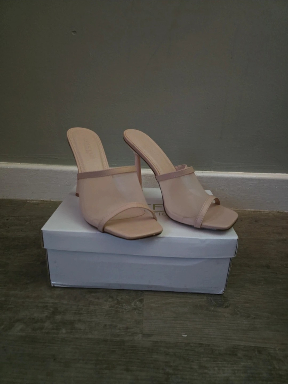 Nude Slip-On Mule Heels for Women